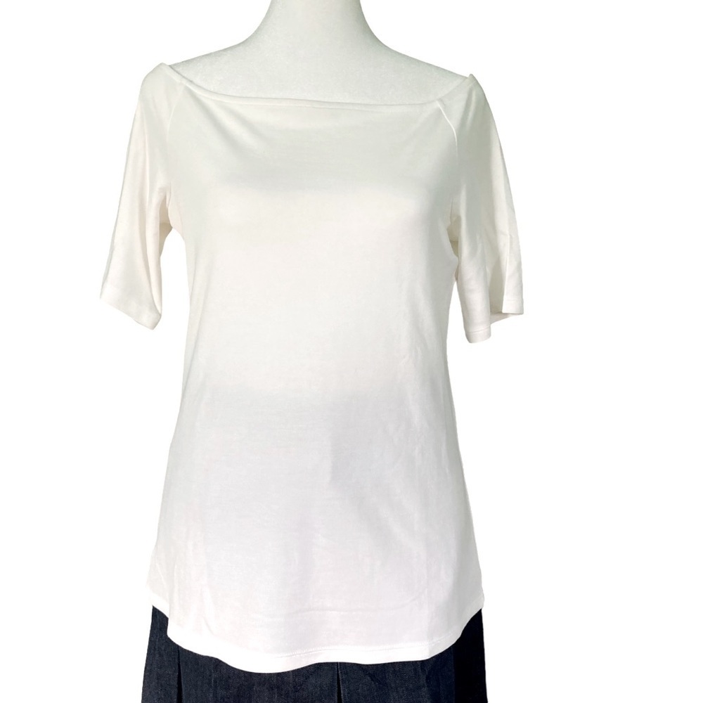 Ann Taylor Factory Off-White‎ Wide Boatneck Classic Rayon Tee NWT (Size M)